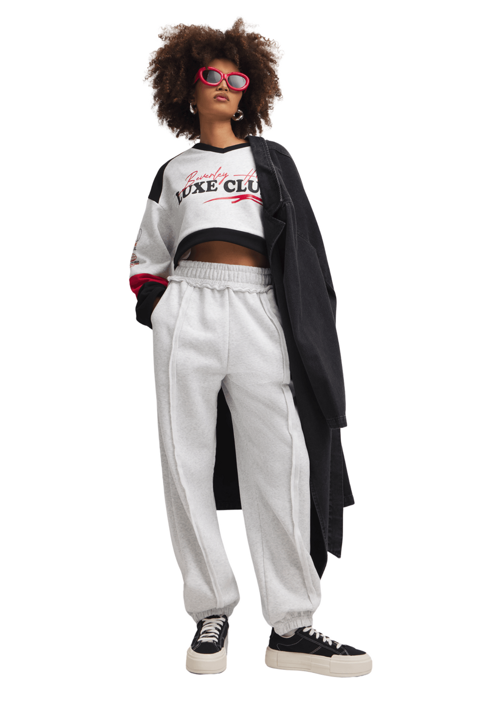 The FIX Women's Black & White Luxe Club Sweat Top