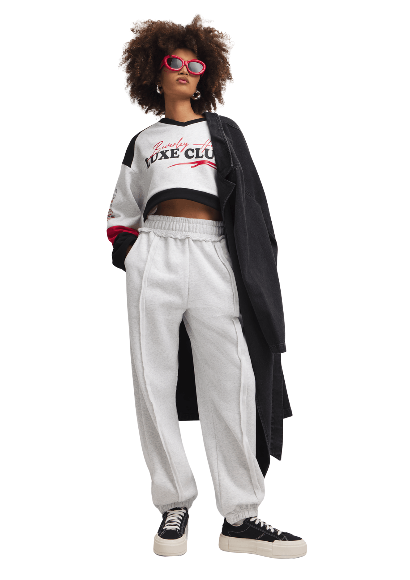 The FIX Women's Black & White Luxe Club Sweat Top