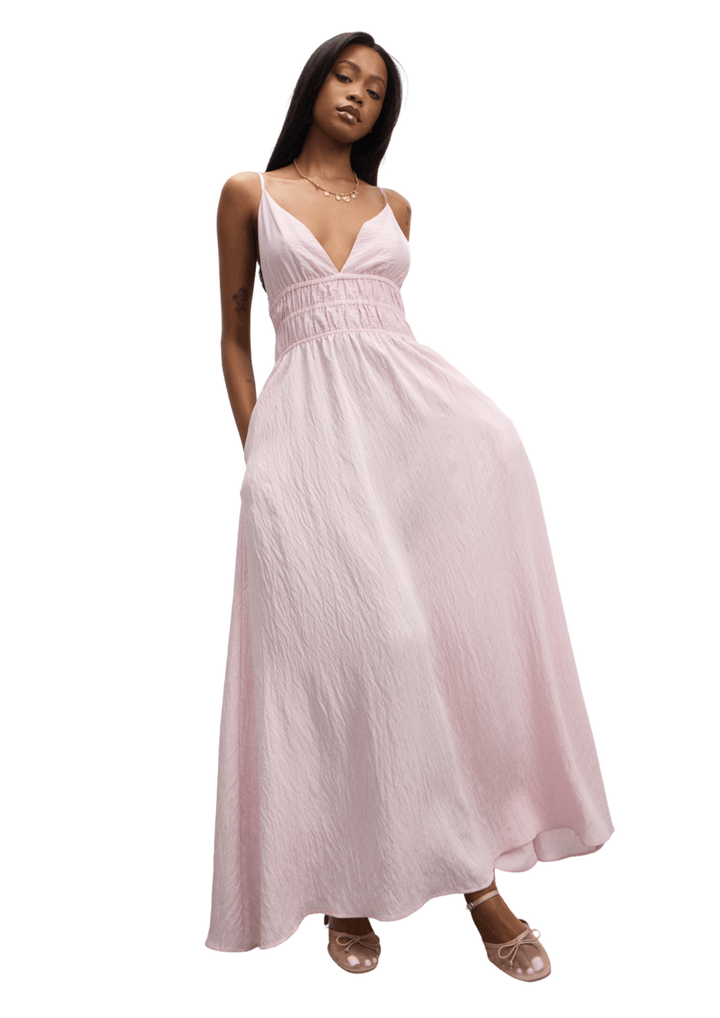 The FIX Women's Pink Strappy Maxi Dress