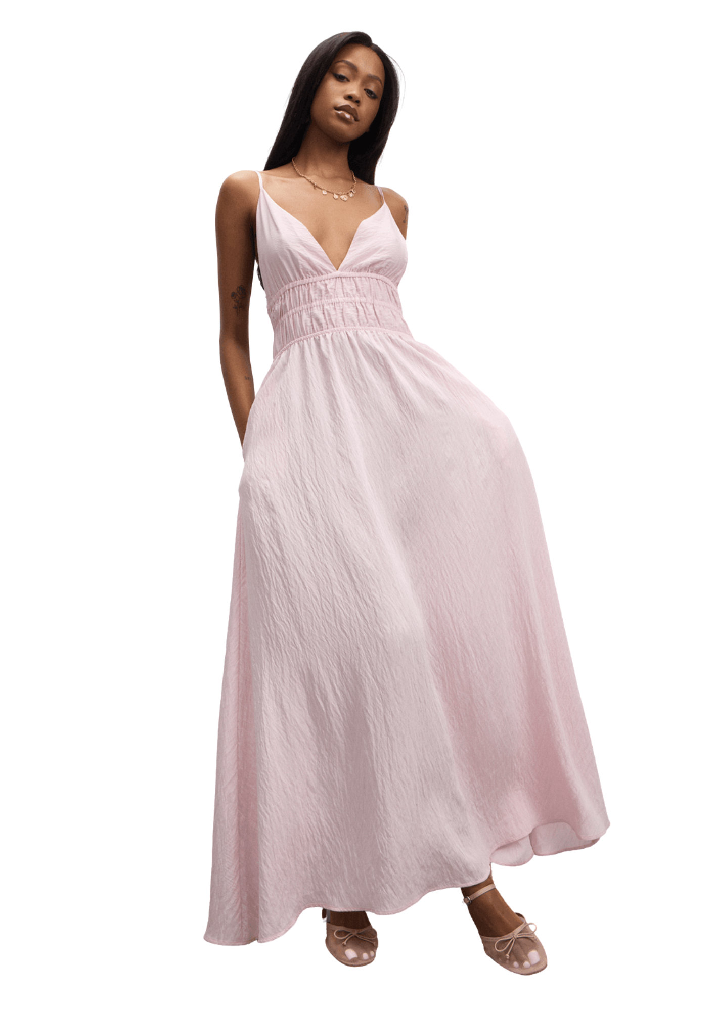 The FIX Women's Pink Strappy Maxi Dress