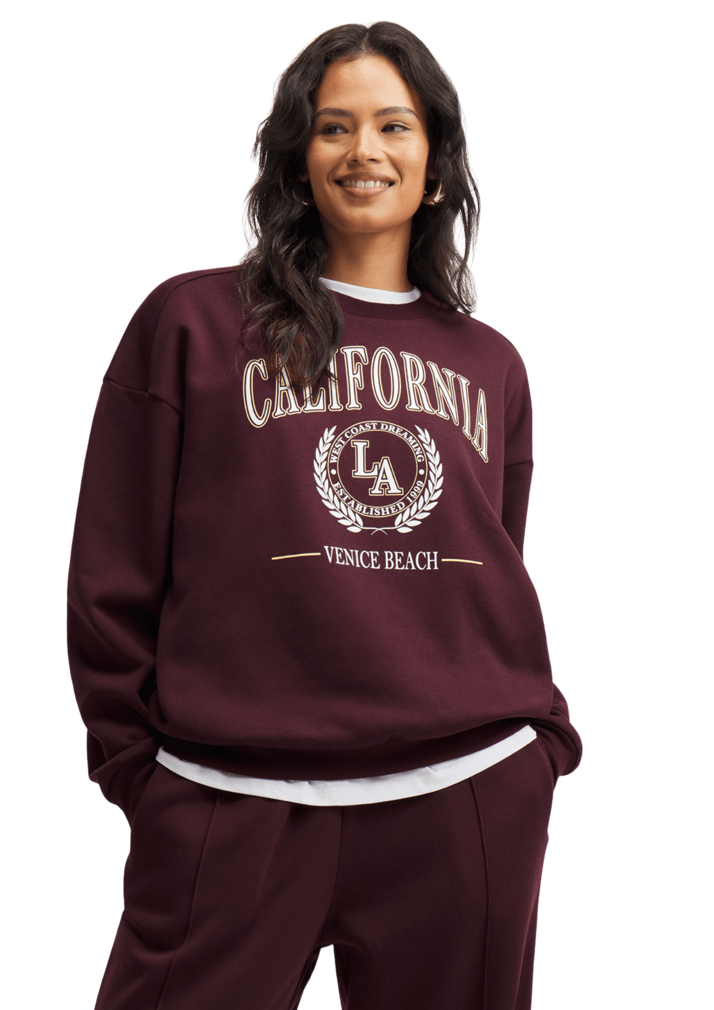 Exact Women's Burgundy Graphic Print Sweat Top