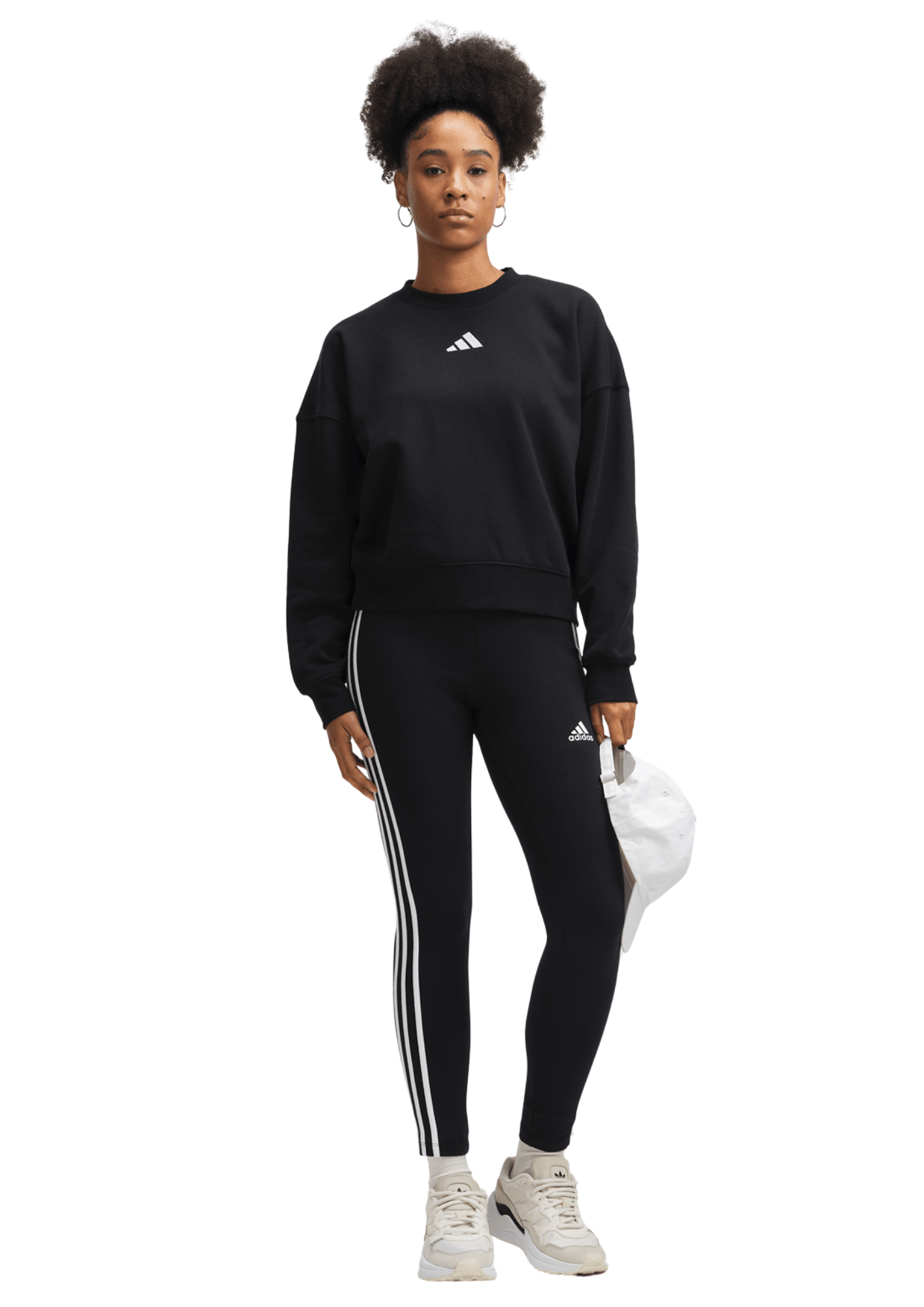 adidas Womens Essential Small Logo Feelcozy Black Sweatshirt