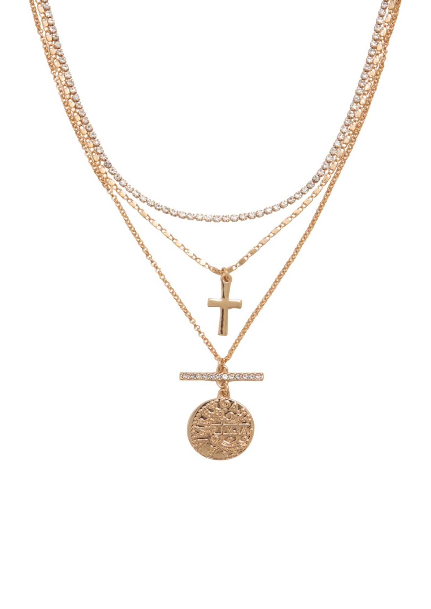 Multi Layered Cross Chain Necklace
