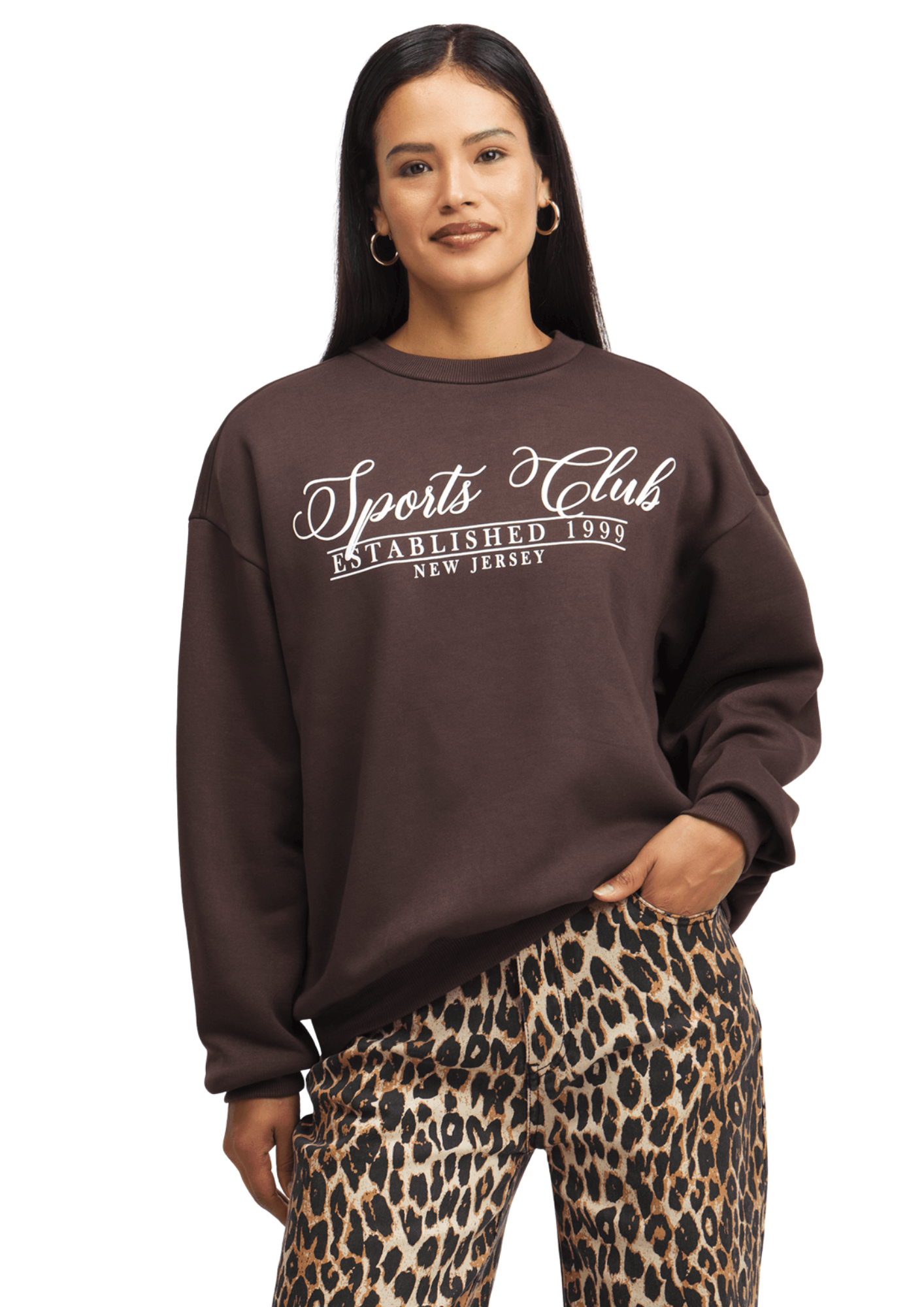Exact Women's Brown Graphic Print Sweat Top