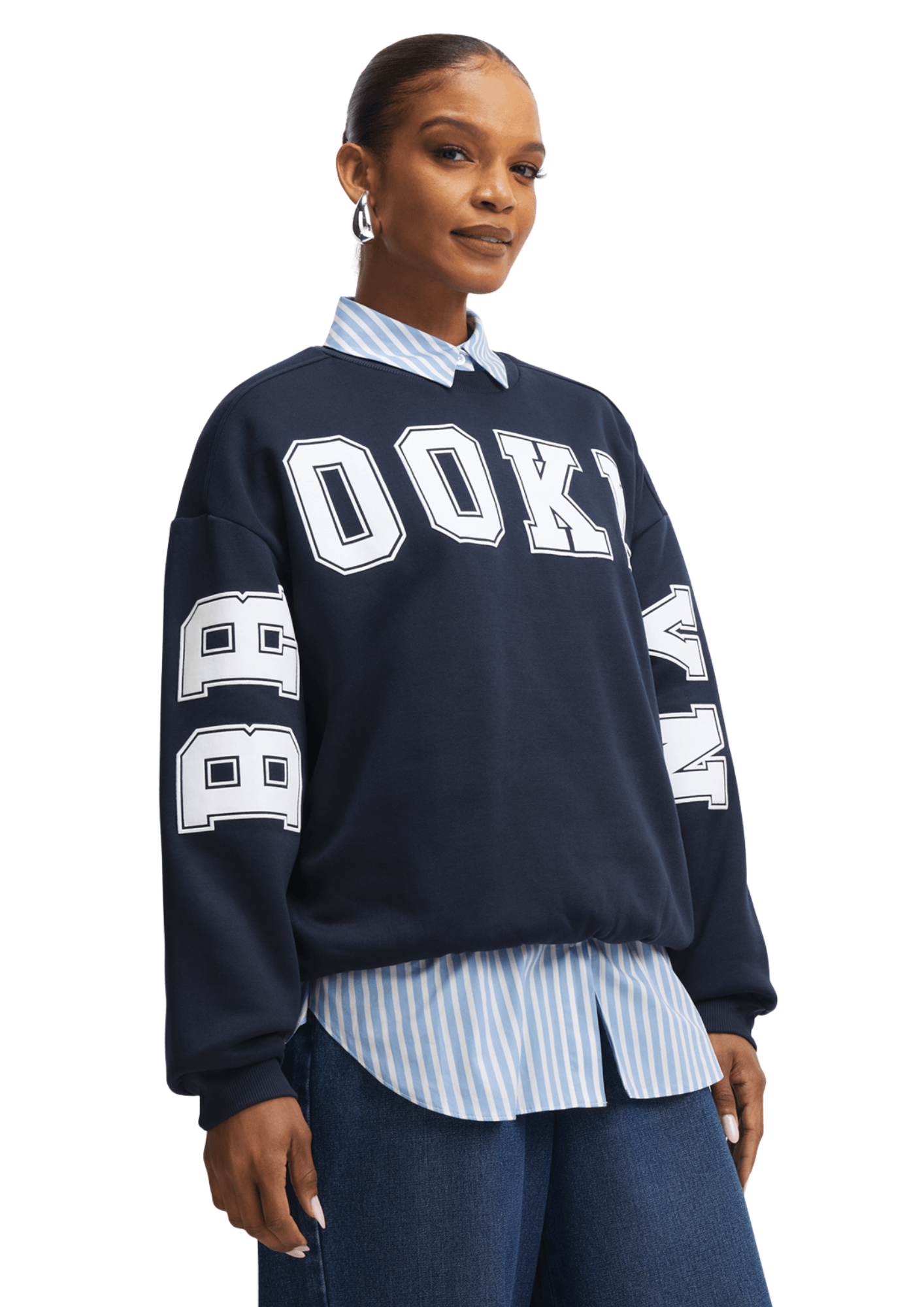 Exact Women's Navy Graphic Print Sweat Top