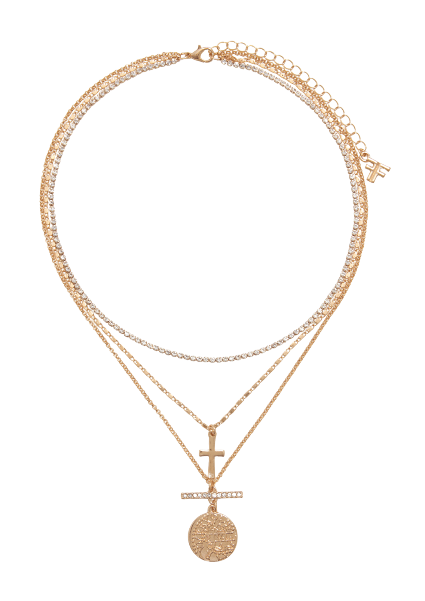 Multi Layered Cross Chain Necklace