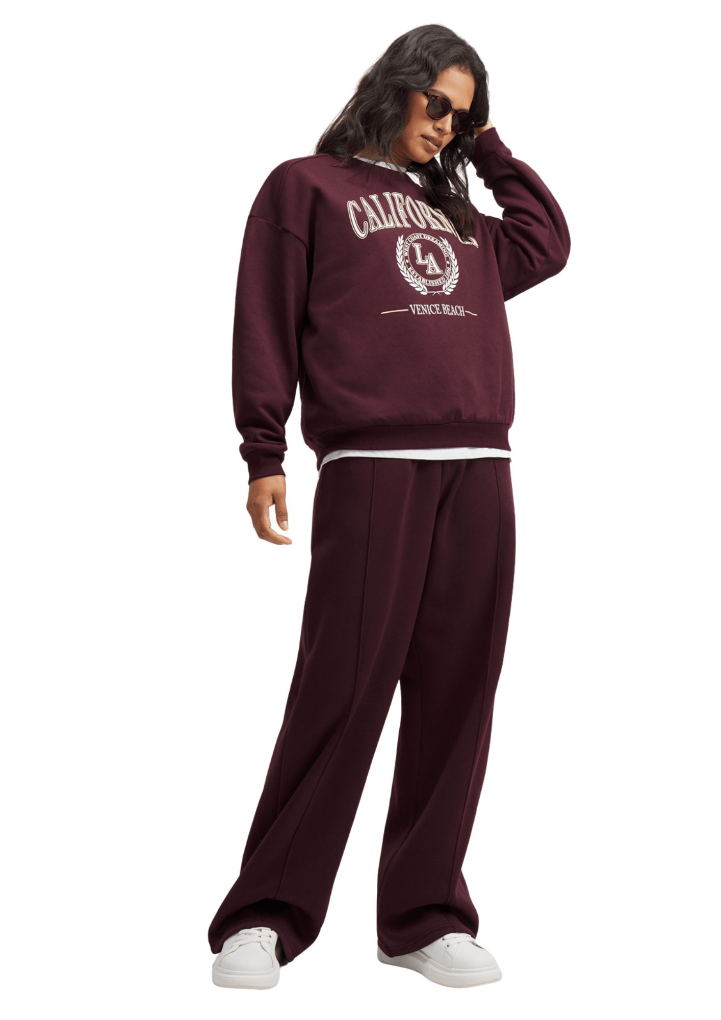 Exact Women's Burgundy Graphic Print Sweat Top