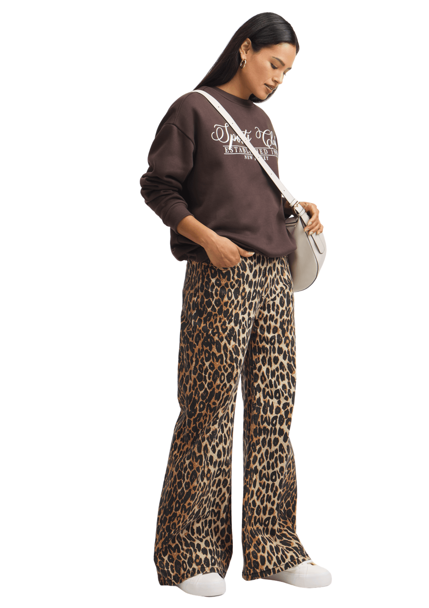 Exact Women's Brown Graphic Print Sweat Top