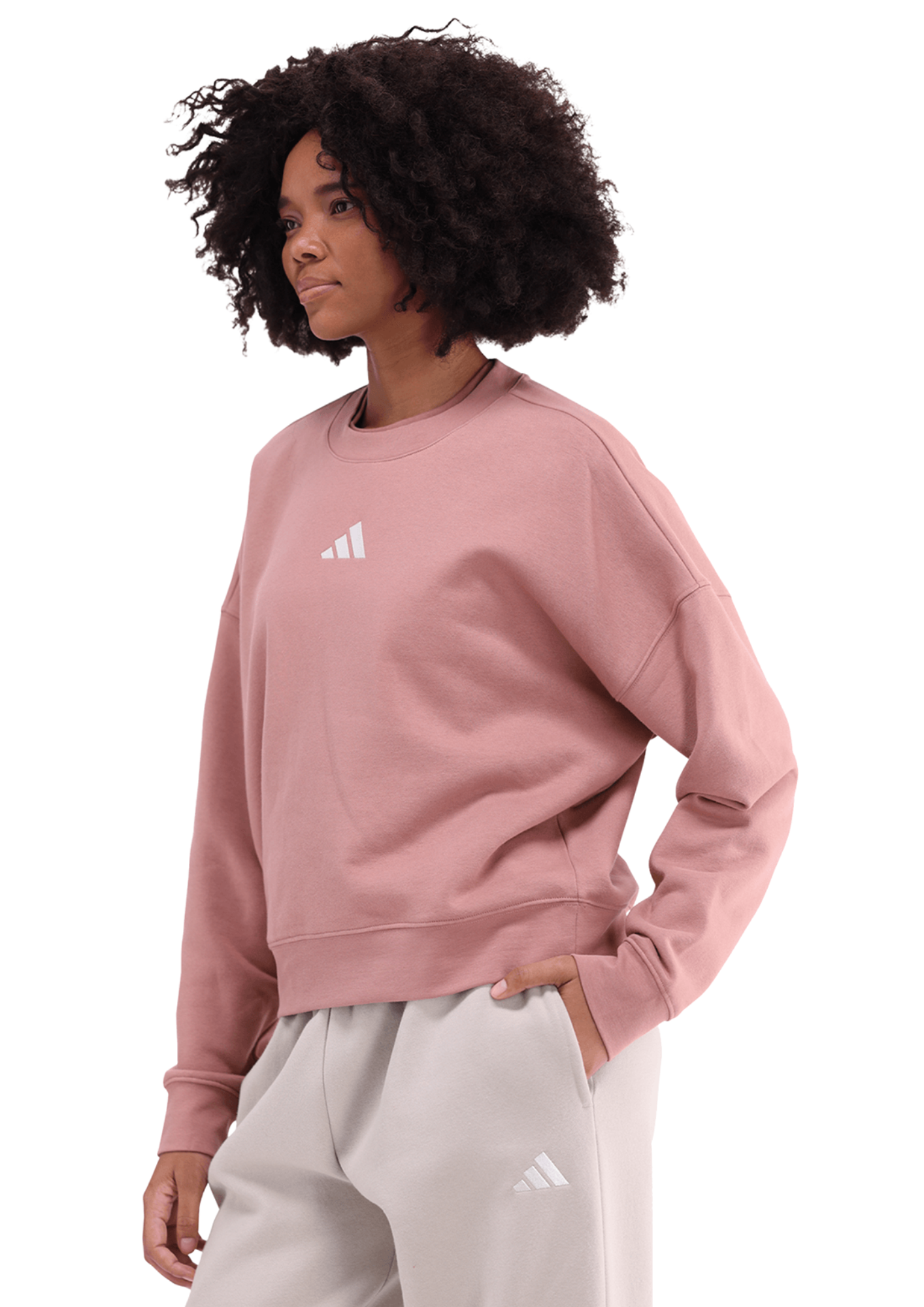adidas Womens Essential Small Logo Feelcozy Warm Clay Sweatshirt