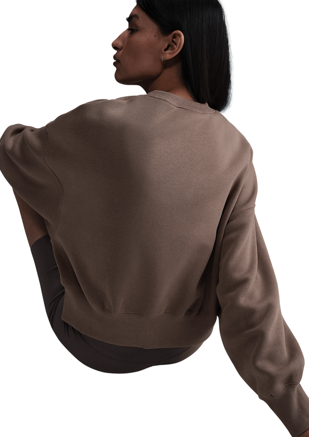 Nike Women's Nsw Phoenix Fleece Brown Oversized Sweat Top