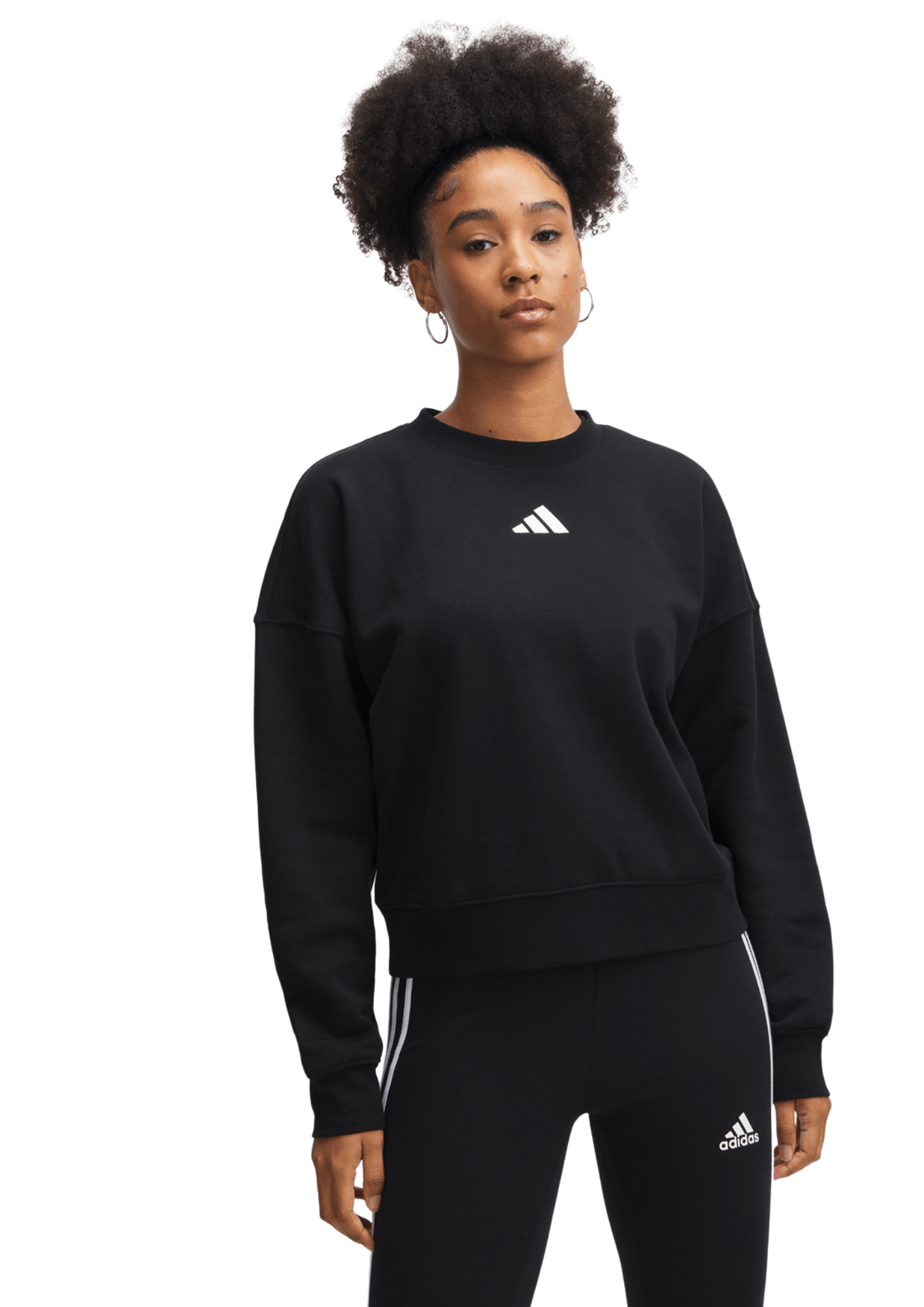 adidas Womens Essential Small Logo Feelcozy Black Sweatshirt