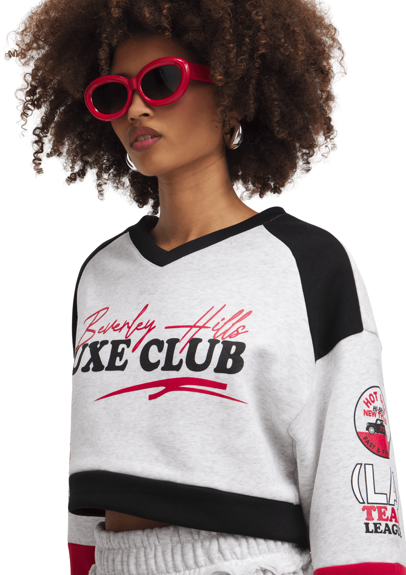 The FIX Women's Black & White Luxe Club Sweat Top