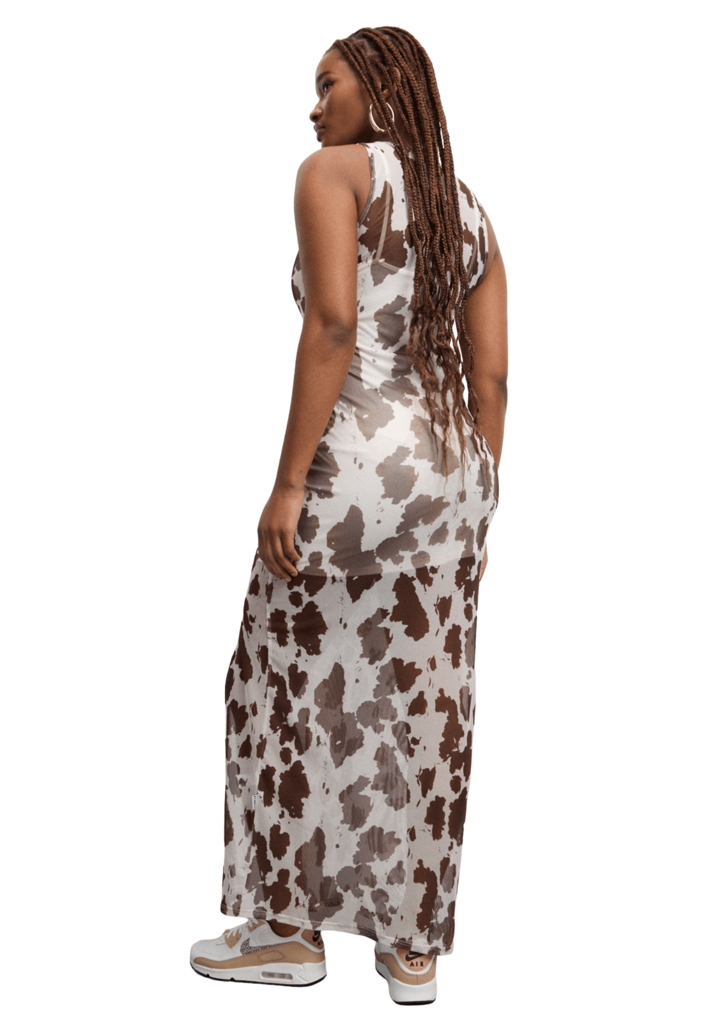 Redbat Women's Mesh Cow Print Maxi Dress