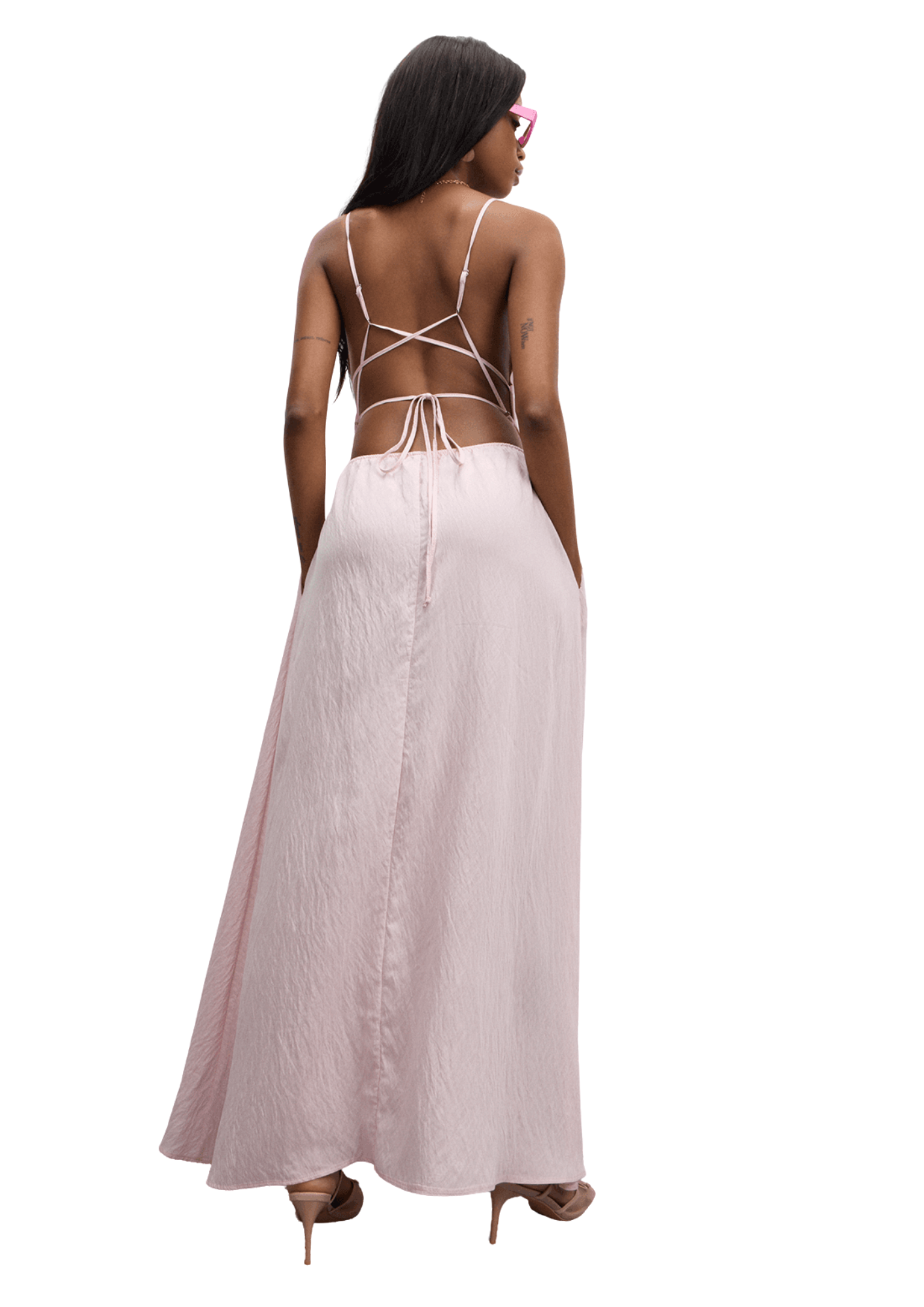 The FIX Women's Pink Strappy Maxi Dress