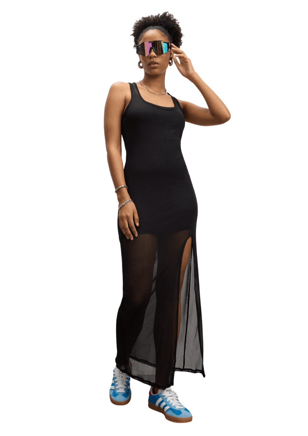 Redbat Women's Black Maxi Mesh Dress