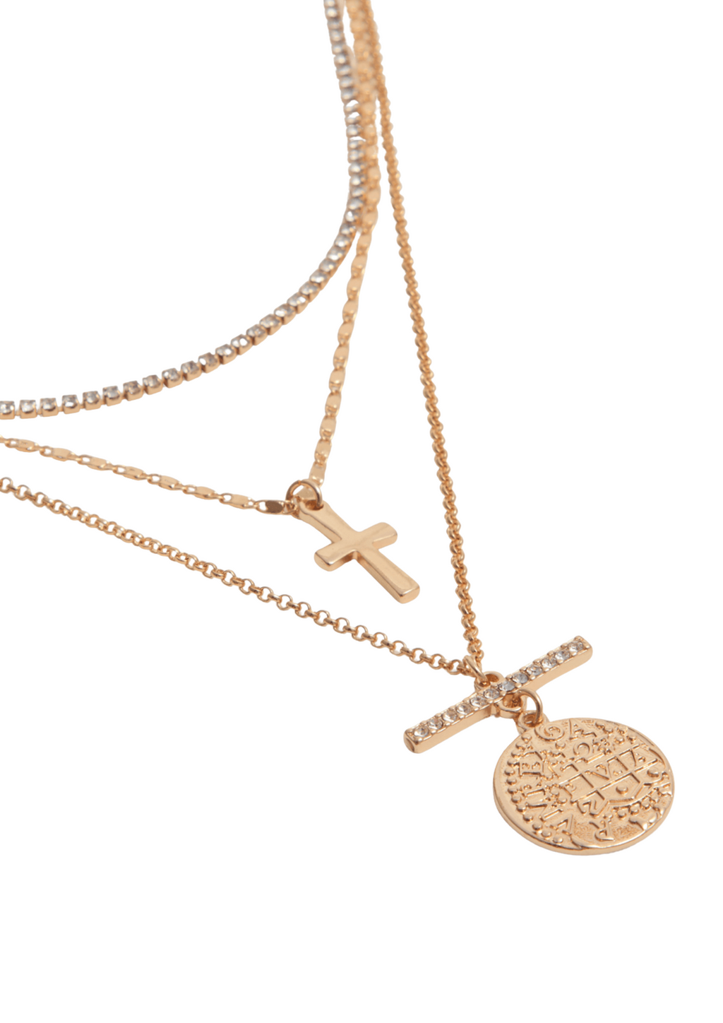Multi Layered Cross Chain Necklace