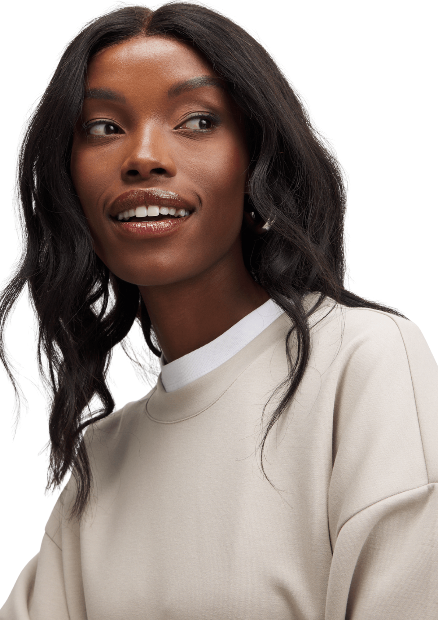 Exact Women's Natural Boxy Crop Sweat Top
