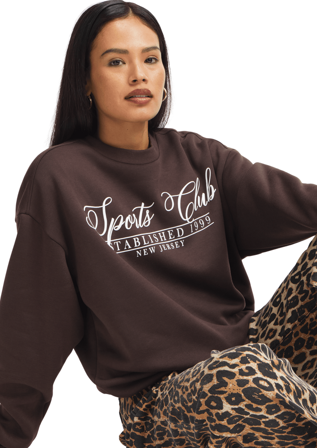 Exact Women's Brown Graphic Print Sweat Top
