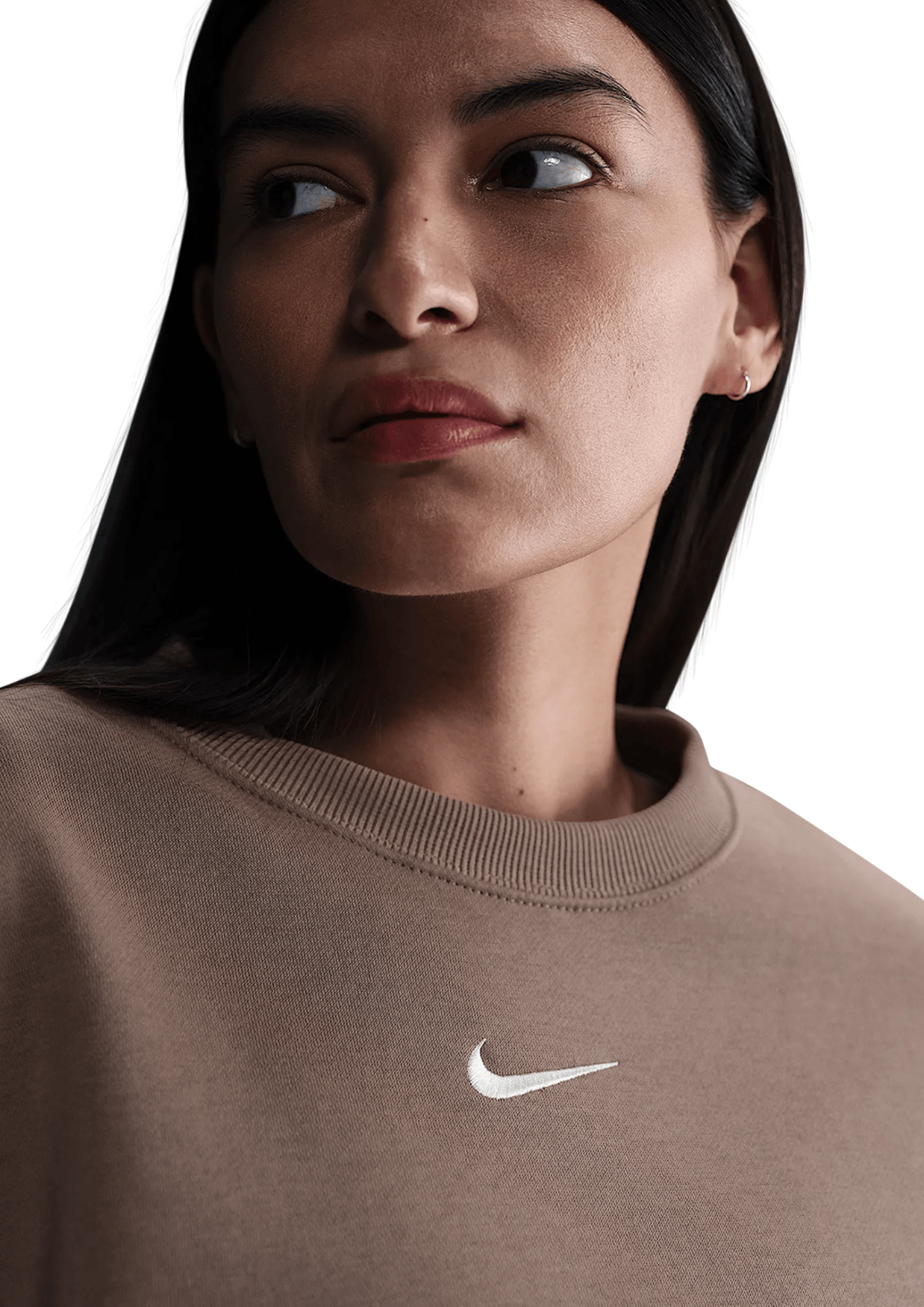 Nike Women's Nsw Phoenix Fleece Brown Oversized Sweat Top