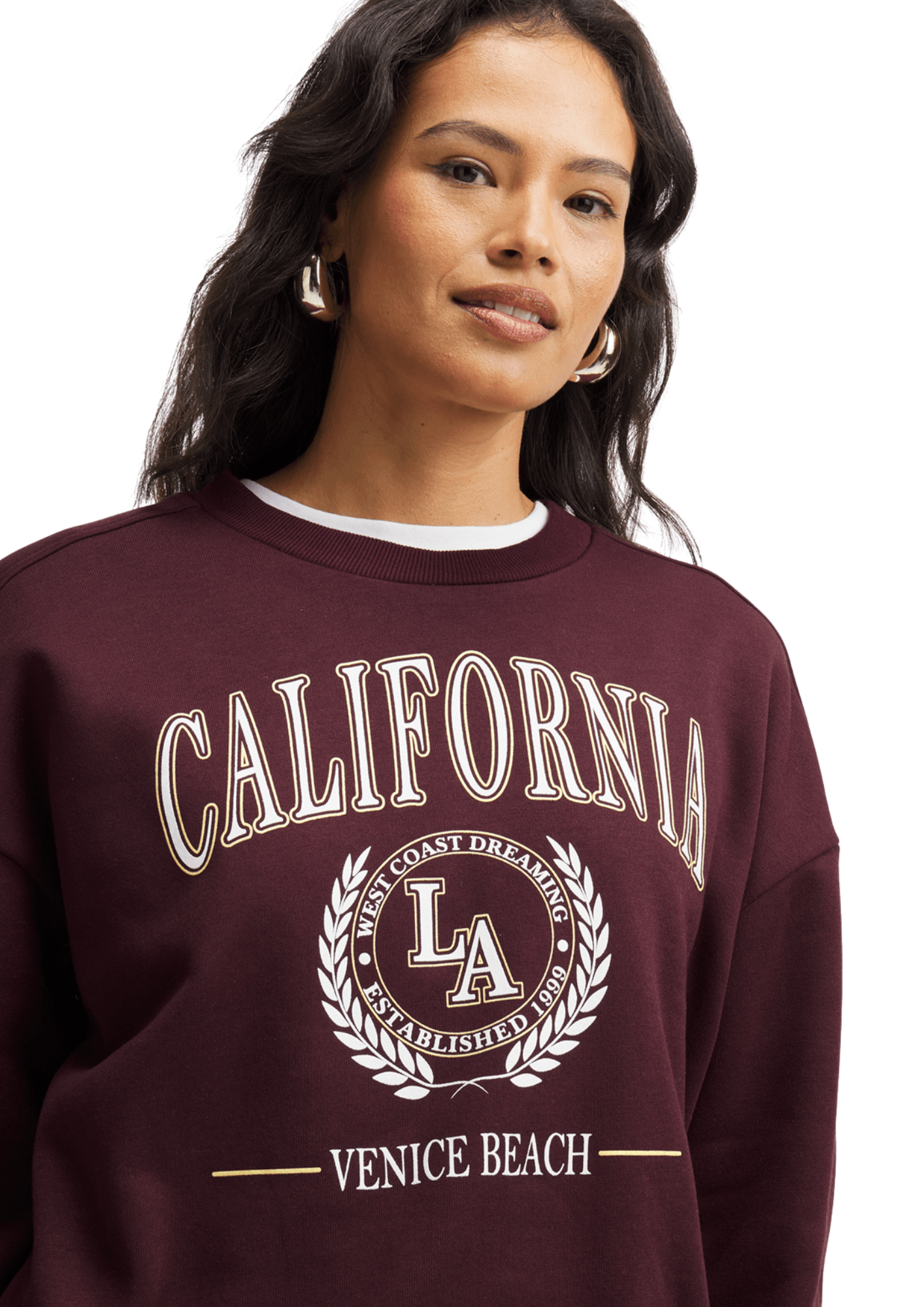 Exact Women's Burgundy Graphic Print Sweat Top